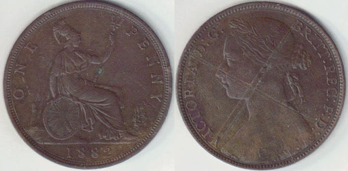 1882 H Great Britain Penny A004413